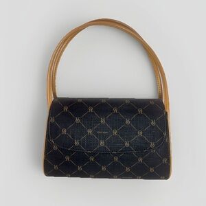 NWOT Leather New York Structured Evening Clutch Style Bag Brown Tan